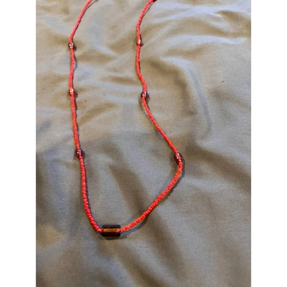 Handmade Red Seed Bead Eyeglass Chain Sunglasses Lanyard Holder Bohemian Style
